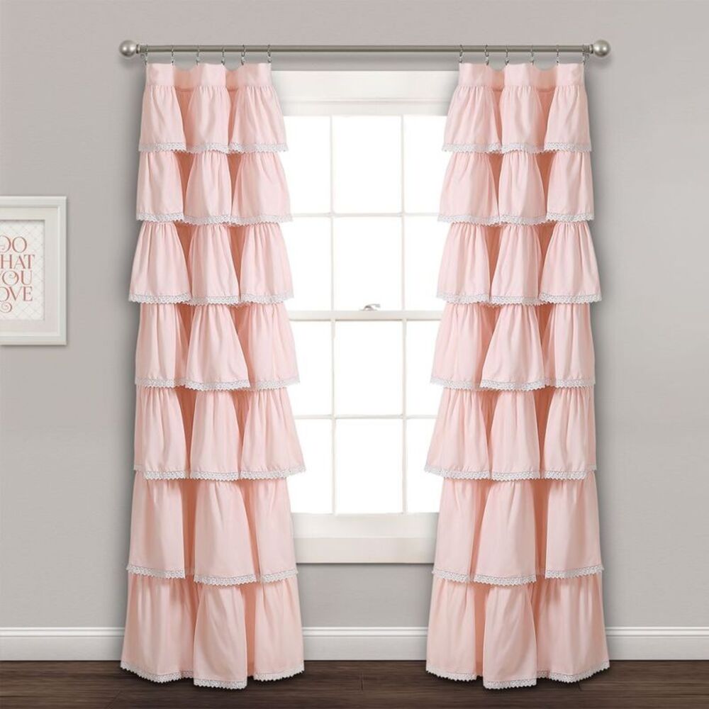 Lush Decor - 52"x84" Ruffle Window Kids' Curtain Panel Blush -  Blush